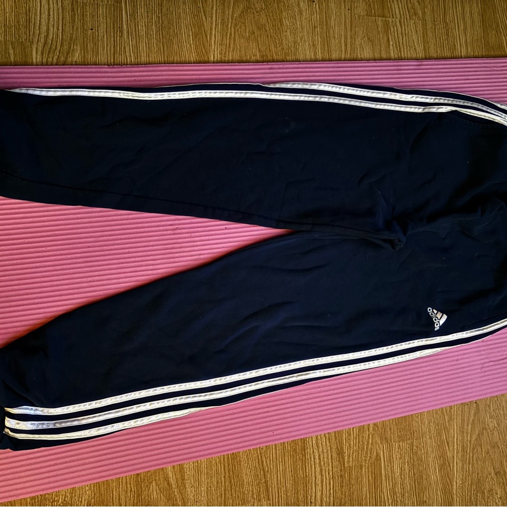 Adidas Black Track Pants with White Stripes